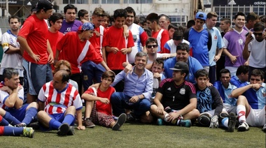 Zabaleta participó en River Plate de un programa de inclusión, junto a 150 chicos con discapacidad de Hurlingham