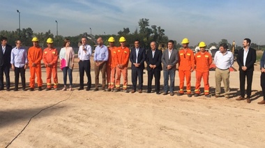 Vidal, junto a Valenzuela y Lucas Delfino, acompañaron a Mauricio Macri en la inauguración de las obras de extensión del camino del Bueno Ayre.