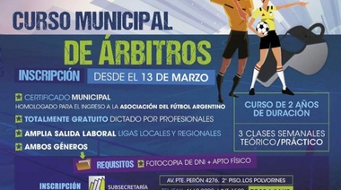 Curso municipal de árbitros de fútbol en Malvinas Argentinas