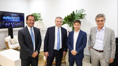 Ariel Sujarchuk, junto al presidente Alberto Fernández y el gobernador Axel Kicillof, participó de la inauguración de mAbxience, firma nacional del empresario Hugo Sigman