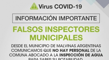 El Municipio de Malvinas Argentinas alerta sobre falsos inspectores