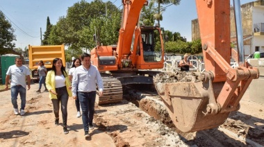Noe Correa y Leo Nardini visitaron la obra de cloacas que se realiza en Los Polvorines