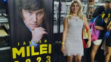 Angela Rios, presente en el multitudinario plenario de Javier Milei en Moron