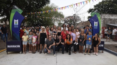 Noe Correa, Leo Nardini y Luis Vivona, inauguraron el pavimento de la calle Amenábar