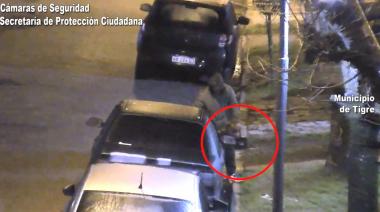 Las cámaras de Tigre filmaron a un malviviente que robó la batería de un automóvil e inmediatamente fue detenido