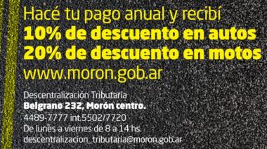 Morón ofrece descuentos para el pago anticipado del Impuesto Automotor 2025