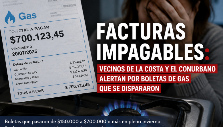 Facturas de gas impagables: preocupación por boletas que llegan hasta los $700 mil en la Costa
