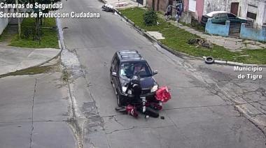 Negligencia en Don Torcuato finalizó con un siniestro vial entre auto y moto