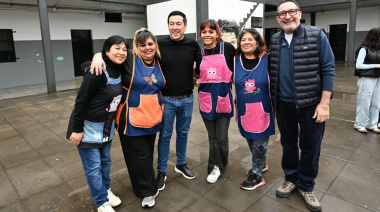 Nardini y Vivona recorrieron los avances de obra en la Escuela Secundaria Nº 26 de Grand Bourg