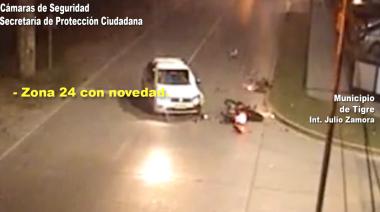 Conductor de un auto realizó una maniobra imprudente y colisionó a una moto: los involucrados fueron asistidos por el Sistema de Protección Ciudadana