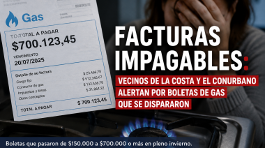 Facturas de gas impagables: preocupación por boletas que llegan hasta los $700 mil en la Costa